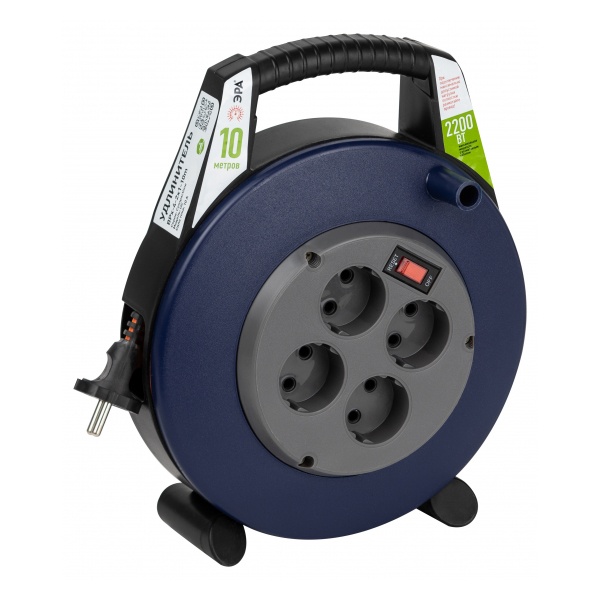 Удлинитель силовой ЭРА BPx-4-2x1-10m на катушке без заземления с выключателем ПВС 2x1мм2