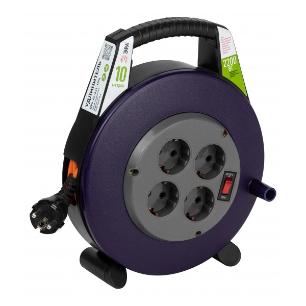 Удлинитель силовой ЭРА BPx-4e-3x1-10m на катушке с заземлением с выключателем ПВС 3x1мм2