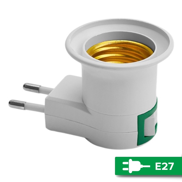 Патрон-переходник Feron LH61 с вилки на E27 с выключателем 40х60мм