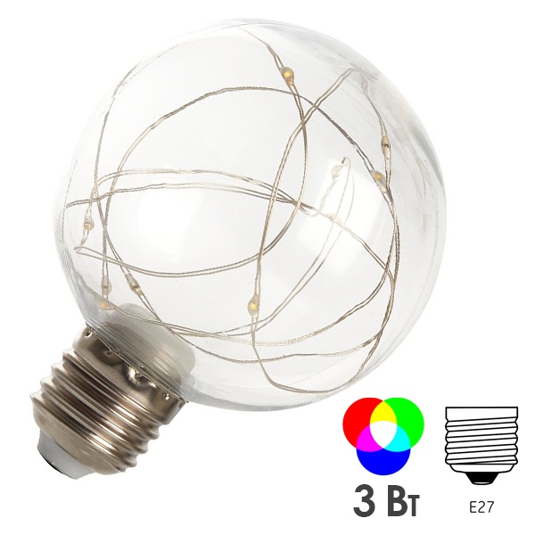 Лампа светодиодная Feron LB-381 шар G80 3W 230V E27 RGB