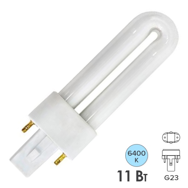 Лампа компактная люминесцентная Feron EST1 1U T4 2P 11W 6400K G23 дневной свет