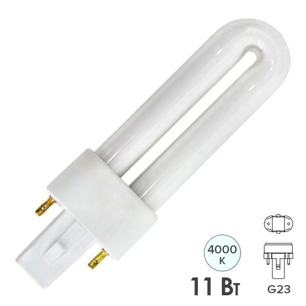 Лампа компактная люминесцентная Feron EST1 1U T4 2P 11W 4000K G23 холодно-белая