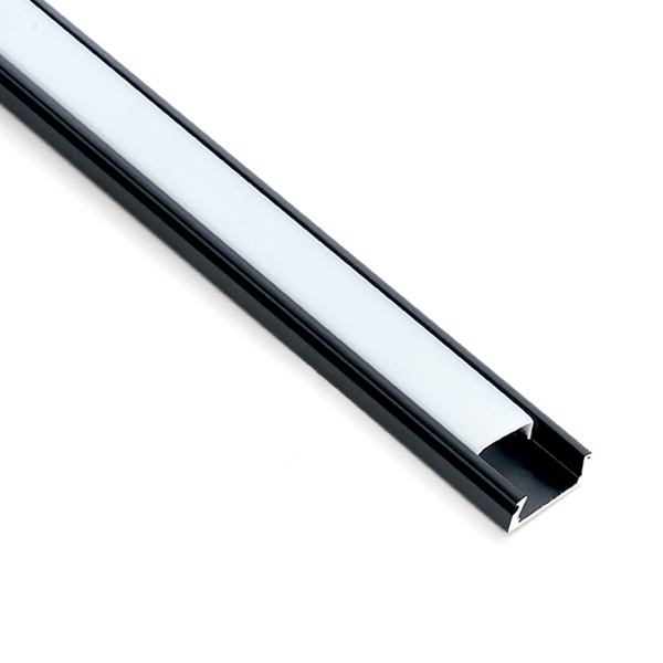 Профиль для светодиодной ленты LED CAB262 накладной 16х6мм (11мм) черный алюминий 2м, комплект