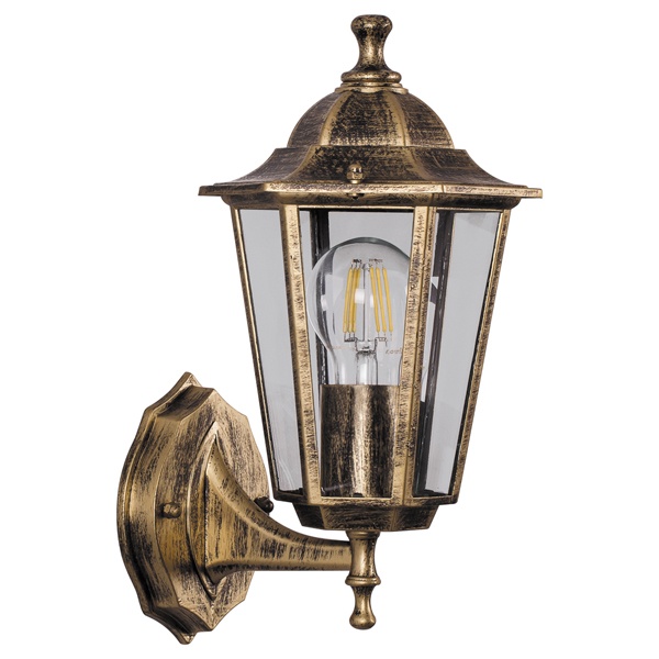 Светильник садово-парковый Классика Feron 6201 E27 225х195х380мм черное золото (на стену вверх)