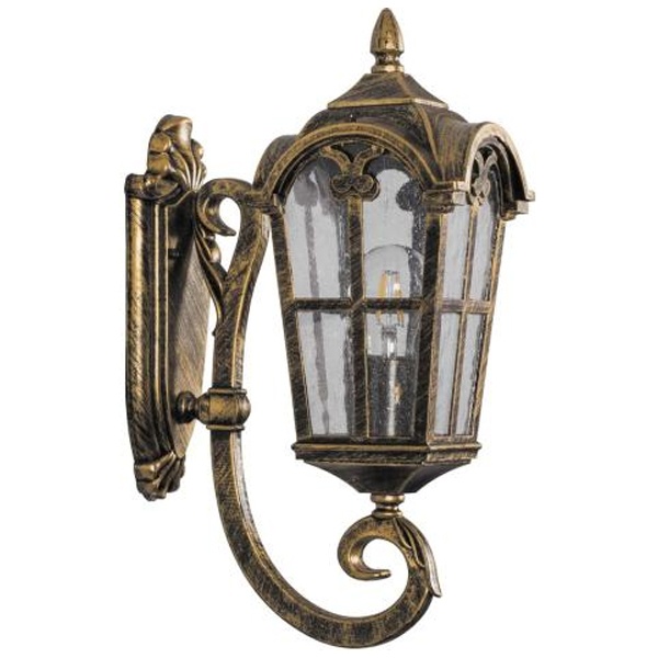 Светильник садово-парковый Замок Feron PL102 E27 150х255х480мм черное золото на стену вверх