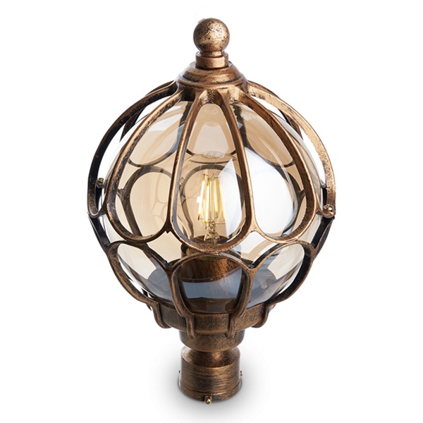 Светильник садово-парковый Сфера Feron PL3703 E27 180х180х320мм черное золото (на столб)