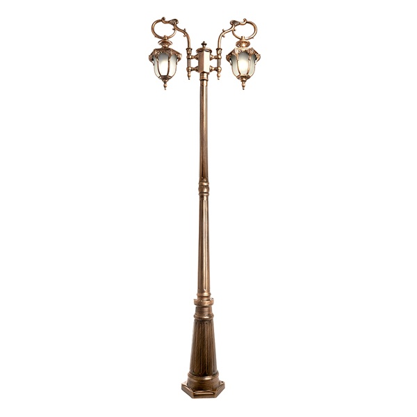 Светильник садово-парковый Флоренция Feron PL4048 2xE27 200х660х2240мм черное золото (столб 2,24м)