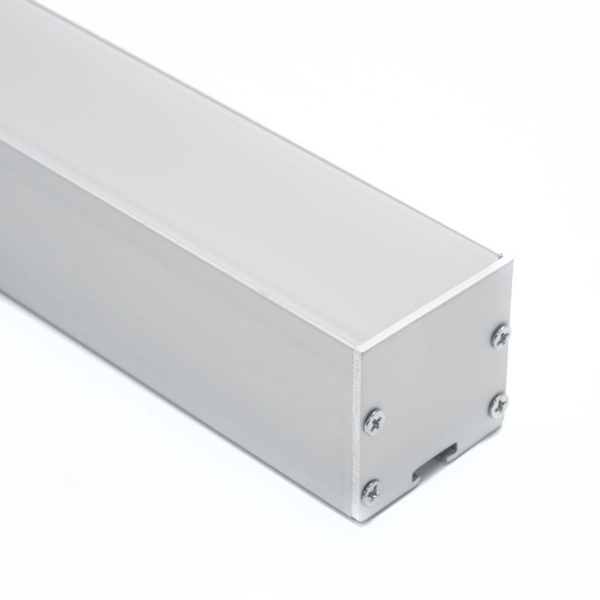 Профиль алюминиевый накладной серия Линии света CAB256 2м 35х35мм серебро, комплект: 2 заглушки и кр