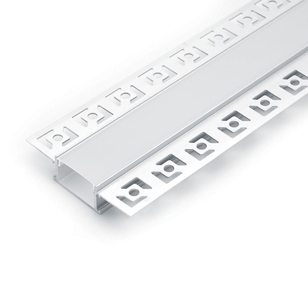 Профиль алюминиевый встраиваемый скрытый Feron, серебро CAB254 61x14mm с матовым экраном 2m