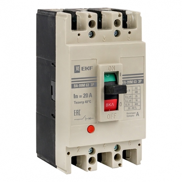 Выключатель автоматический EKF ВА-99M 63/20А 3P 25кА