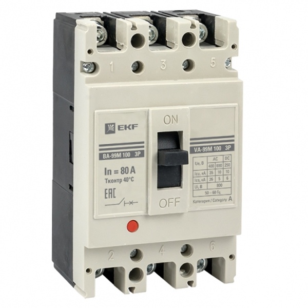 Выключатель автоматический EKF ВА-99M 100/80А 3P 35кА