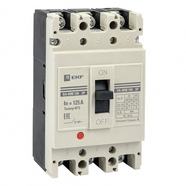 Выключатель автоматический EKF ВА-99M 100/125А 3P 35кА