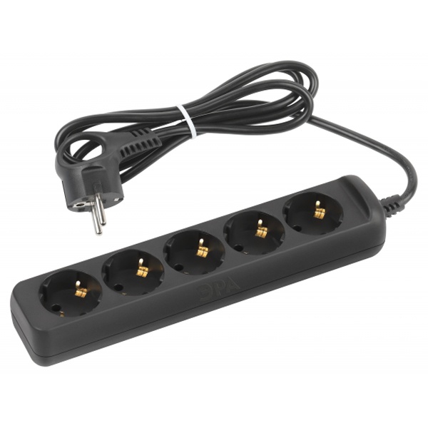 Удлинитель ЭРА UX-5e-1,5m-B с заземлением 5 розеток 1,5м ПВС 3х0,75мм2 10А черный