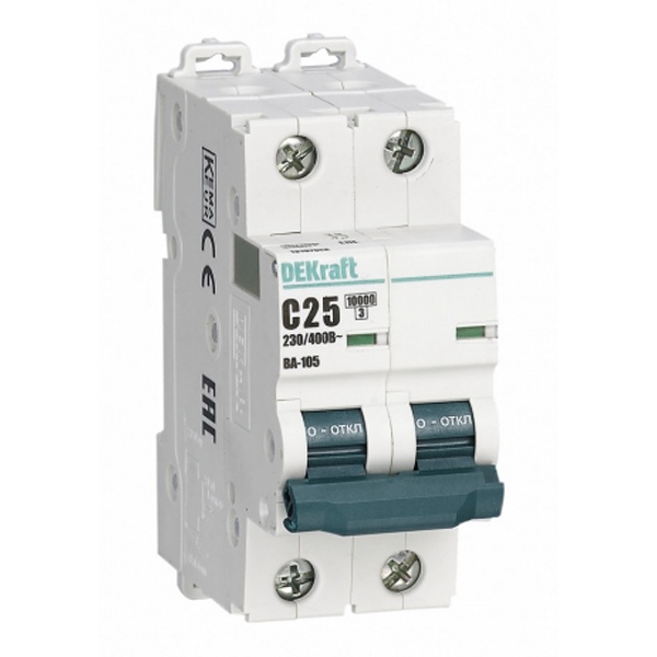 Автоматический выключатель DEKraft ВА-105 C25 2Р 10кА (автомат электрический)