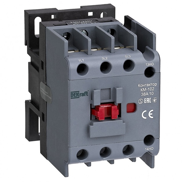 Контактор DEKraft КМ-102 38А 1НО 220/230В АС3 АС4