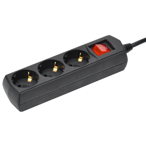 Удлинитель Generica (ИЭК) У03В 3 места с заземлением 3м 3х1мм2 10А 250В черный