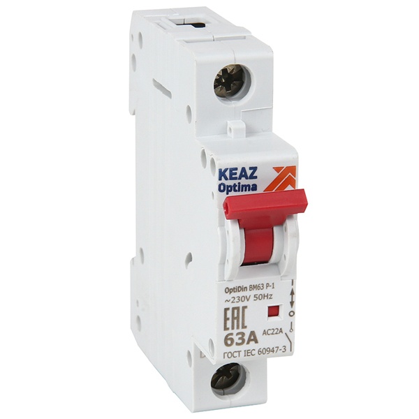 Рубильник модульный КЭАЗ OptiDin ВМ63Р-163-УХЛ3 1П 63А однофазный (выключатель нагрузки)