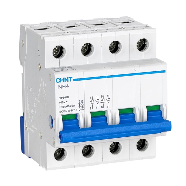 Рубильник модульный Chint NH4 4P 32A трехфазный (выключатель нагрузки)