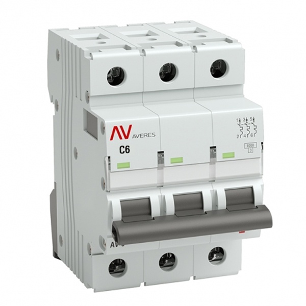 Выключатель автоматический EKF AVERES AV-6 6A (C) 3P трехфазный 6kA