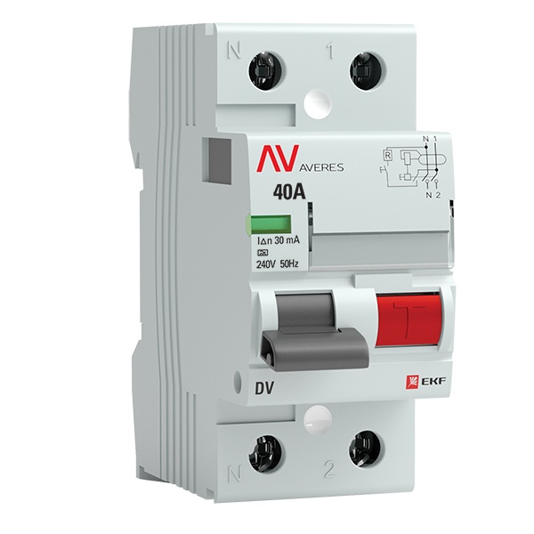 Устройство защитного отключения УЗО EKF AVERES DV 2P 40А 30мА (электромеханическое) А (ВДТ)