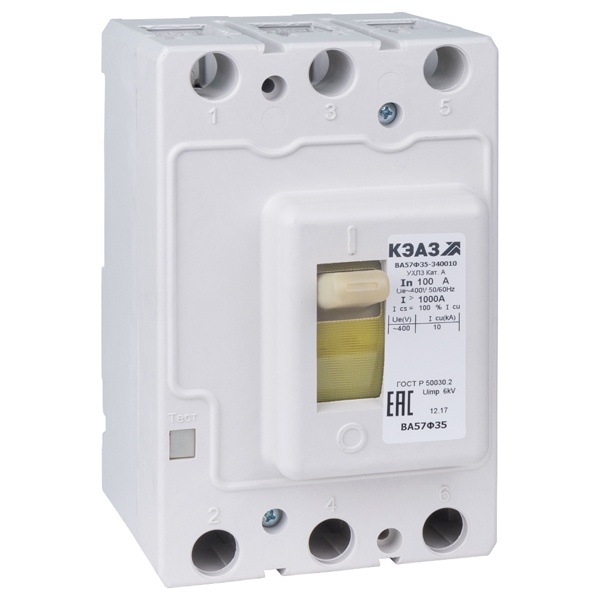 Выключатель автоматический КЭАЗ ВА57Ф35 50А 3П 400В AC УХЛ3 10кА