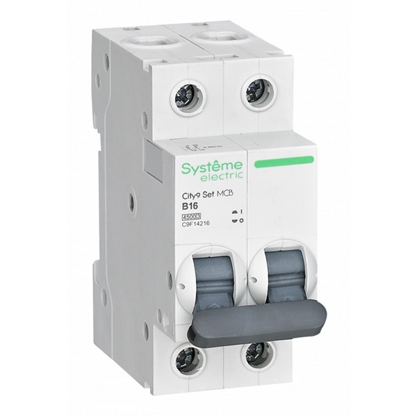 Автоматический выключатель SE City9 Set 16А В 2П 4,5кА (автомат электрический)