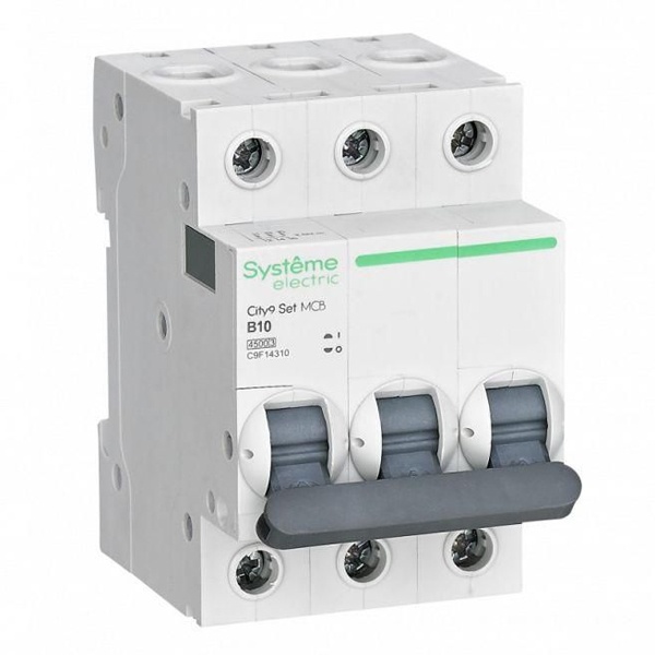 Автоматический выключатель SE City9 Set 10А В 3П 4,5кА (автомат электрический)