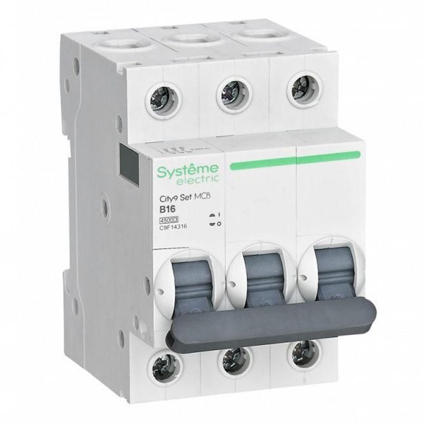 Автоматический выключатель SE City9 Set 16А В 3П 4,5кА (автомат электрический)