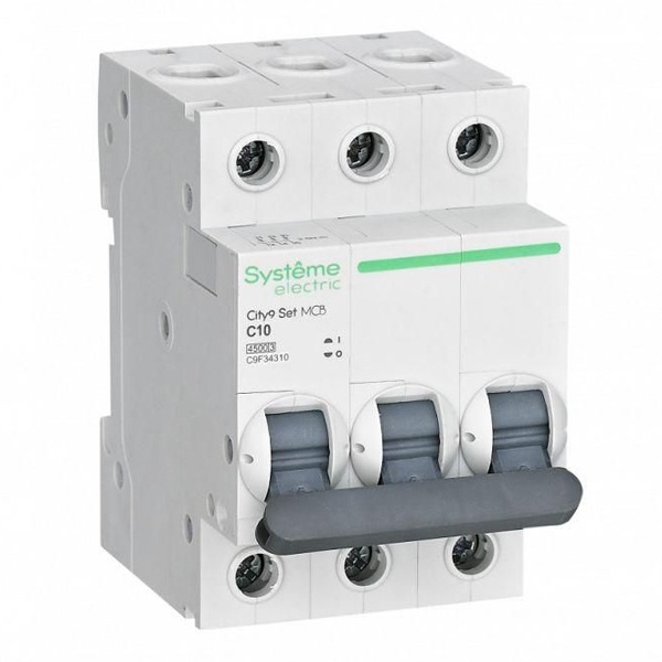 Автоматический выключатель SE City9 Set 10А С 3П 4,5кА (автомат электрический)
