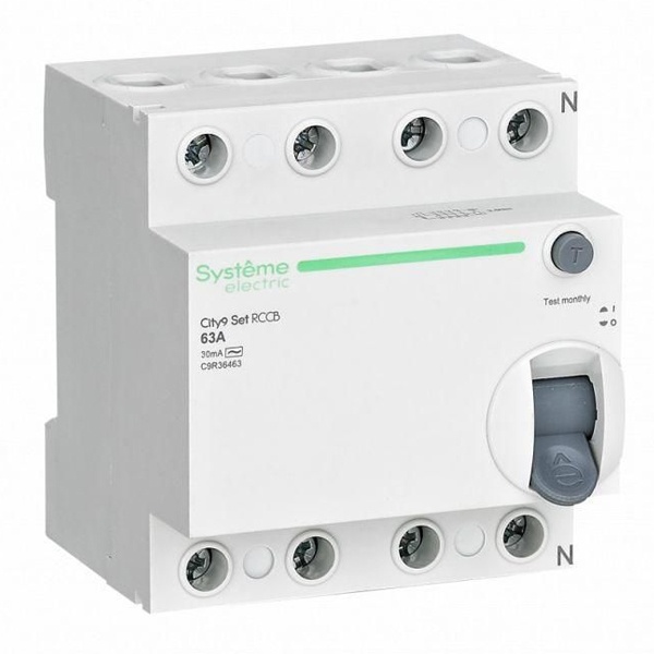 УЗО SE City9 Set электромеханическое 63А 30мА тип AC 4П (ВДТ)
