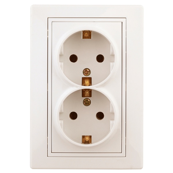 Розетка Intro 2х2P+E Schuko 16А 250В IP20 Plano, слоновая кость 1-205-02 (бежевый)