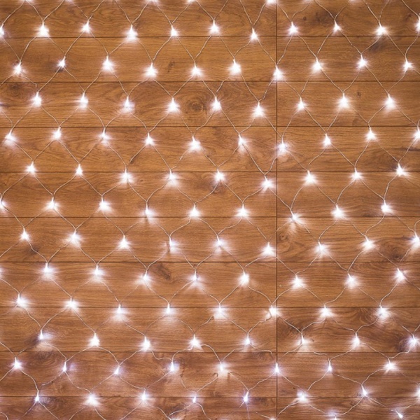 Гирлянда Сеть 1,5х1,5м прозрачный ПВХ, 96 LED белый, IP20, 8 режимов, в линию не соединяется