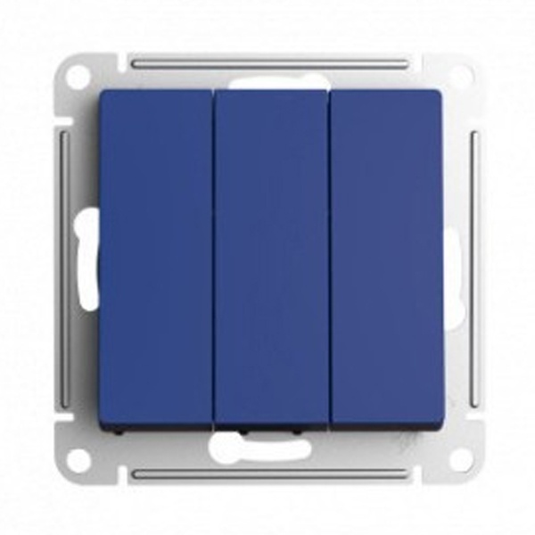 Трехклавишный выключатель SE AtlasDesign 10A механизм, аквамарин [уп 5 шт]