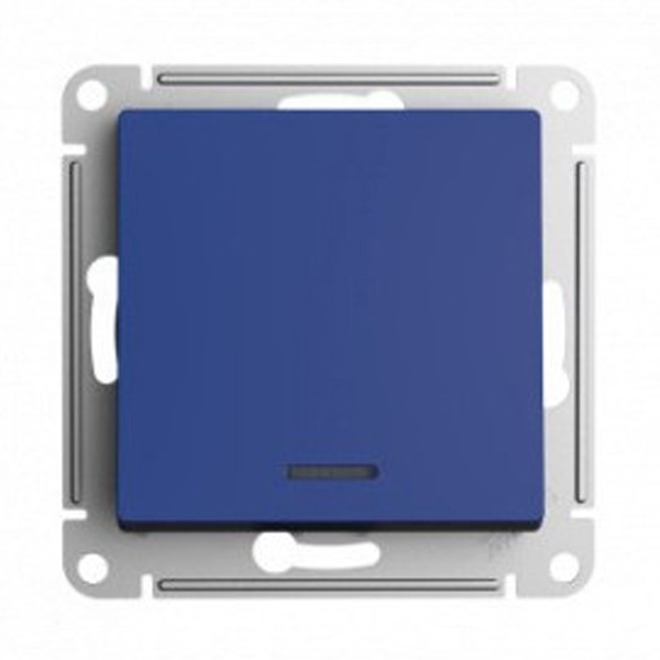 Одноклавишный выключатель с подсветкой SE AtlasDesign 10A, аквамарин [уп 5 шт]