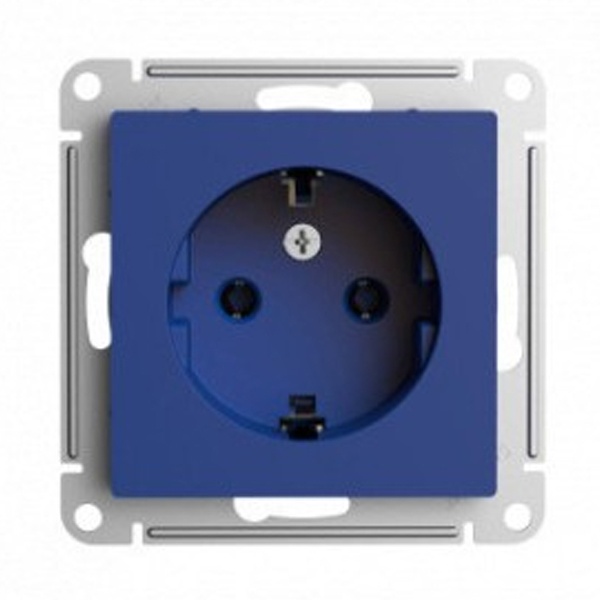 Розетка с заземлением со шторками SE AtlasDesign 16А, аквамарин [уп 5 шт]