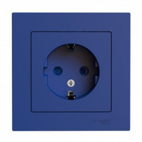 Розетка с заземлением со шторками в сборе SE AtlasDesign 16А, аквамарин [уп 5 шт]