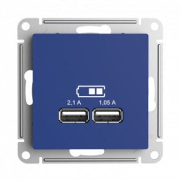 Зарядка USB SE AtlasDesign А+А 5В, 1 порт x 2,1 А, 2 порта х 1,05 А SE, аквамарин