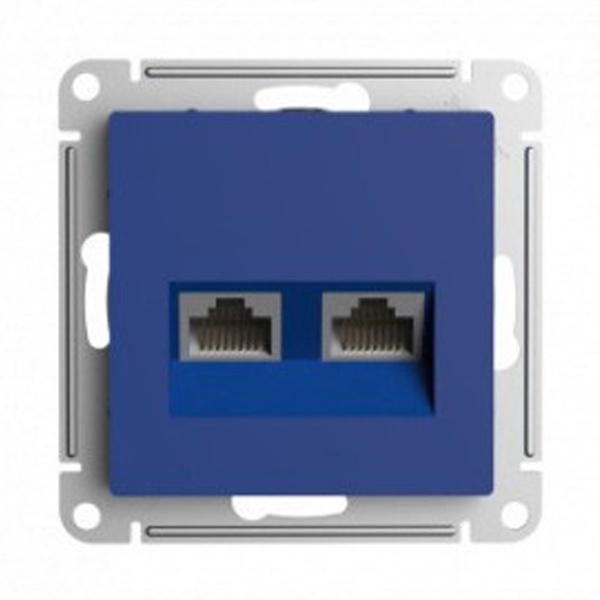 Розетка двойная компьютерная SE AtlasDesign RJ45+RJ45 кат 5E, аквамарин [уп 5 шт]