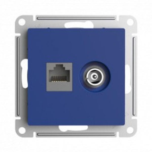 Розетка двойная SE AtlasDesign ТV + компьютерная RJ45, кат 5Е,, аквамарин [уп 5 шт]