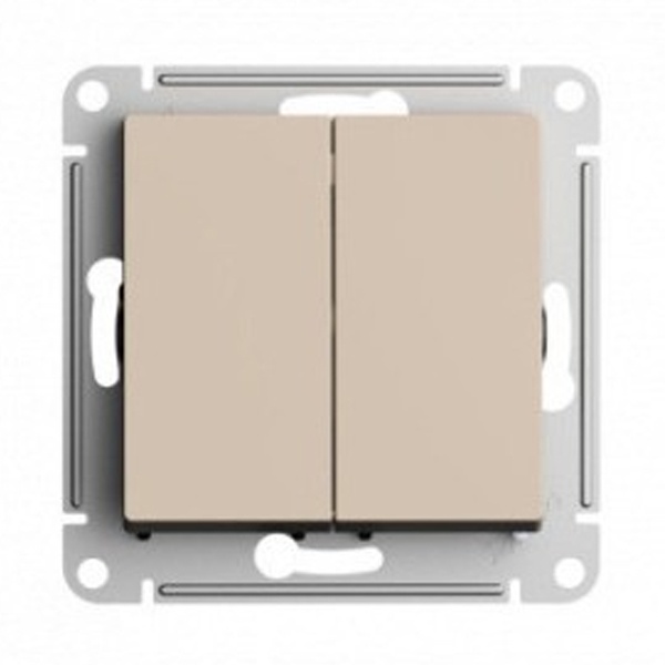 Двухклавишный выключатель SE AtlasDesign 10A, песочный [уп 5 шт]