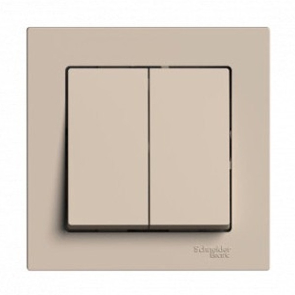 Двухклавишный выключатель в сборе SE AtlasDesign 10A, песочный [уп 5 шт]
