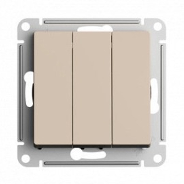 Трехклавишный выключатель SE AtlasDesign 10A механизм, песочный [уп 5 шт]