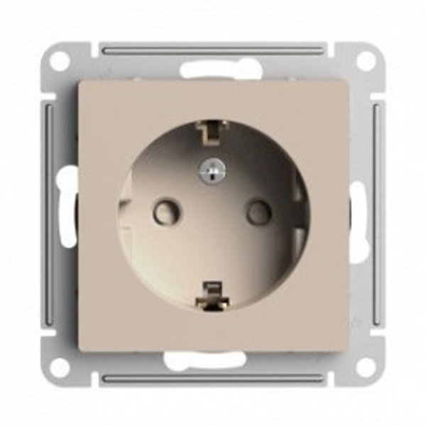 Розетка с заземлением со шторками SE AtlasDesign 16А, песочный [уп 5 шт]