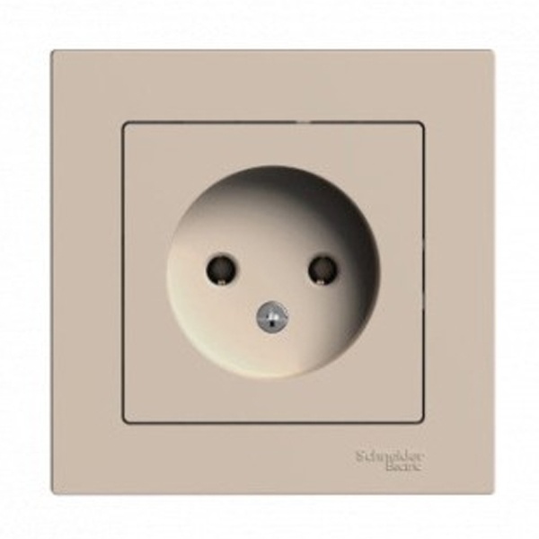 Розетка без заземления в сборе SE AtlasDesign 16А, песочный [уп 5 шт]