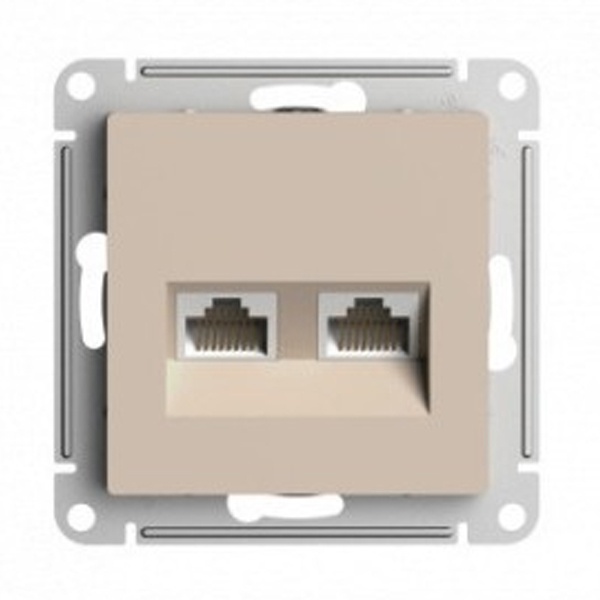 Розетка двойная компьютерная SE AtlasDesign RJ45+RJ45 кат 5E, песочный [уп 5 шт]