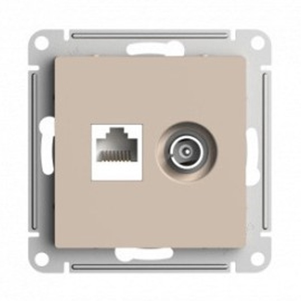 Розетка двойная SE AtlasDesign ТV + компьютерная RJ45, кат 5Е,, песочный [уп 5 шт]