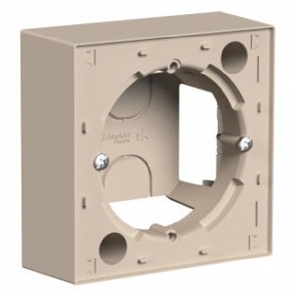 Коробка 1 пост для накладного монтажа SE AtlasDesign, песочный [уп 5 шт]
