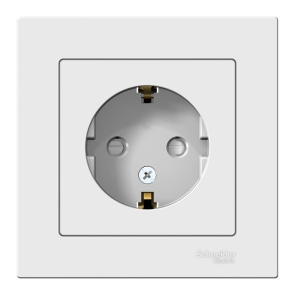 Розетка с заземлением со шторками SE AtlasDesign 16А в сборе, белый [уп 20 шт]