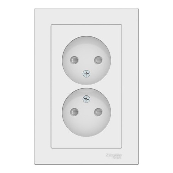 Розетка двойная без заземления SE AtlasDesign 16А со шторками в сборе, белый