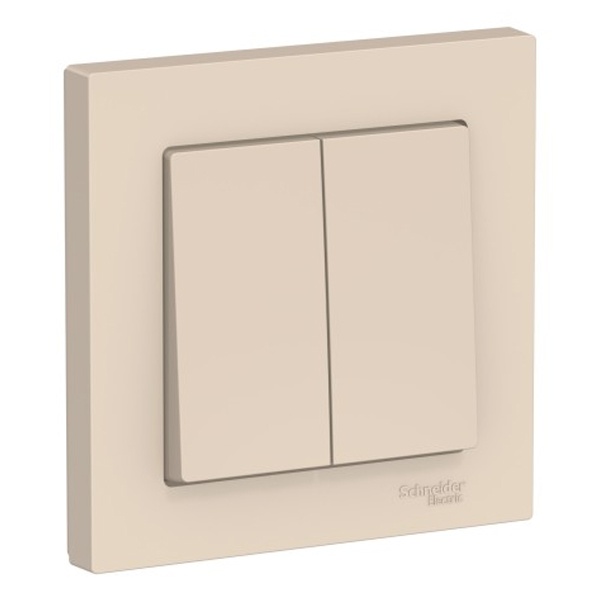 Двухклавишный выключатель SE AtlasDesign 10A в сборе, бежевый [уп 20 шт]